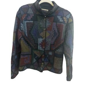 Caamano Womens 100%‎ Alpaca Sweater Aztec Button Front Peru Cardigan Sz Small
